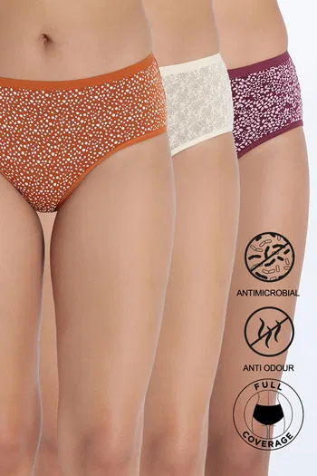 Buy Zivame Medium Rise Full Coverage Hipster Panty (Pack of 3) - Multicolor